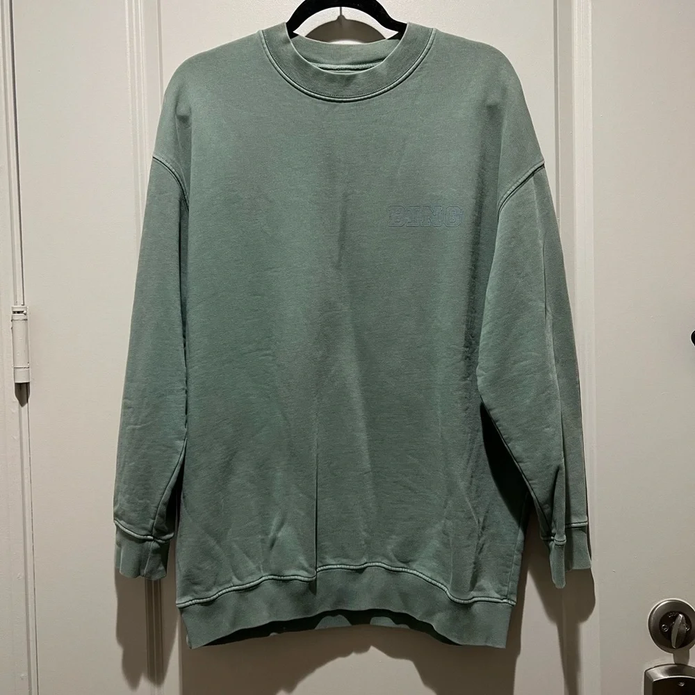 Anine Bing Cody Bing Live Sweatshirt Sage Green Oversized XS NWOT - Picture 2 of 8